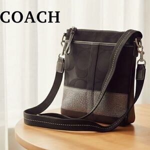 COACH Signature Crossbody Swing Bag Black Silver Purse
Shoulder Bag